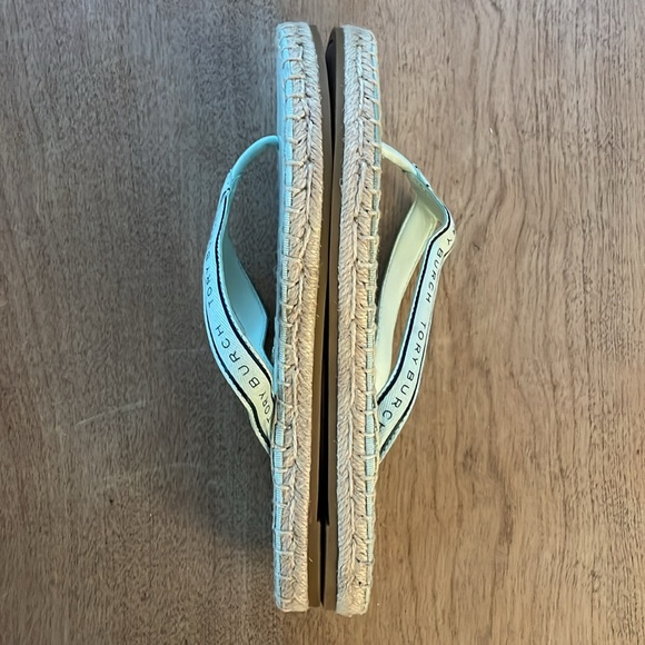 Tory Burch Ribbon / Espadrille Sandals - Meadow Mist Flip Flops - Size 6 - Picture 5 of 7
